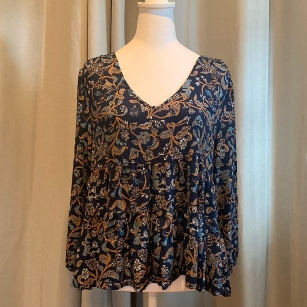 Lucky Brand Short Sleeve Floral Flowy Top Size S/P
